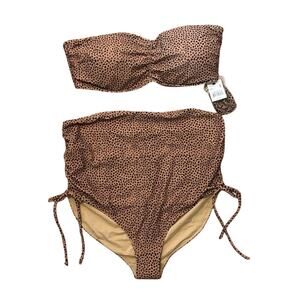 NWT A Pea In The Pod Maternity Cheetah Convertible Two Piece Swimsuit Size L